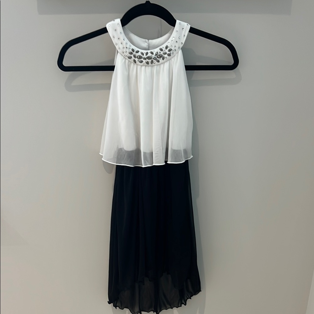 Girls BCX black and white halter short dress size 7